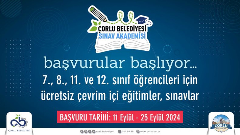 ÇORLU BELEDİYESİ SINAV AKADEMİSİ BAŞVURULARI BAŞLADI